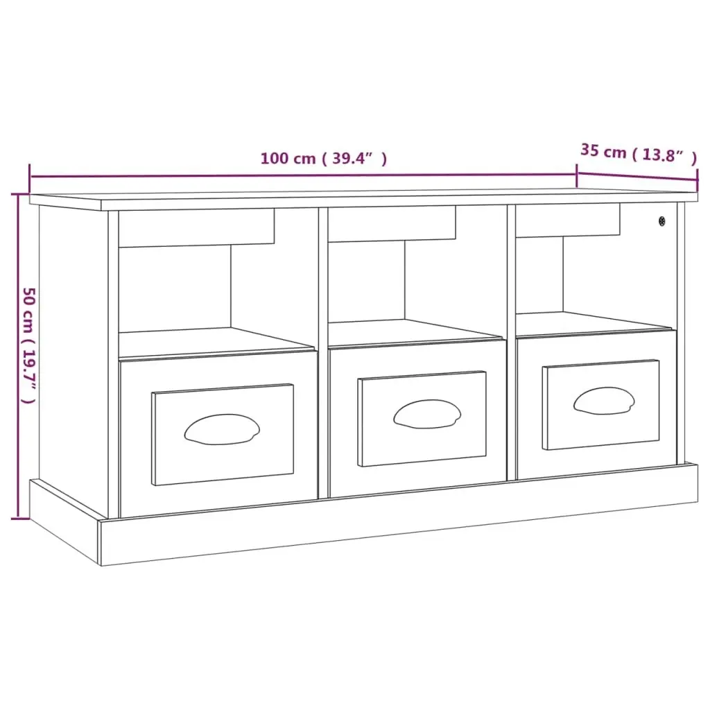 TV Cabinet Concrete Grey 100x35x50 cm Engineered Wood 816292