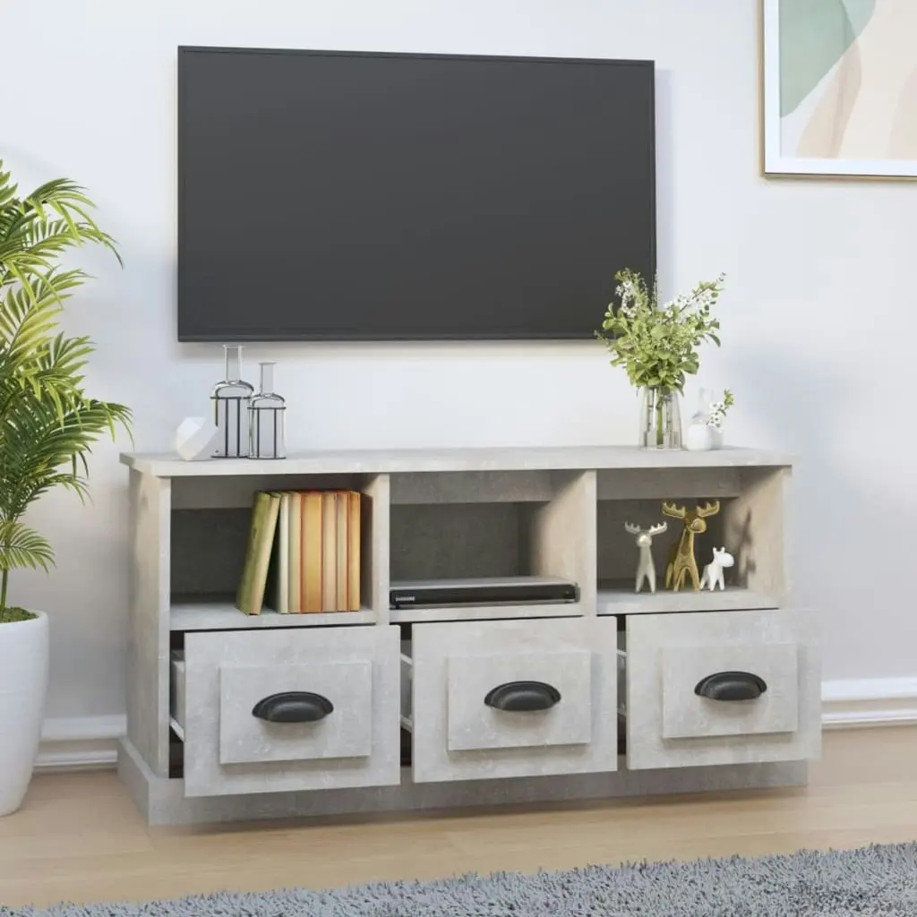 TV Cabinet Concrete Grey 100x35x50 cm Engineered Wood 816292