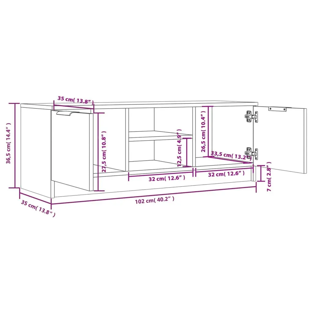 TV Cabinet Concrete Grey 102x35x36.5 cm Engineered Wood 811515