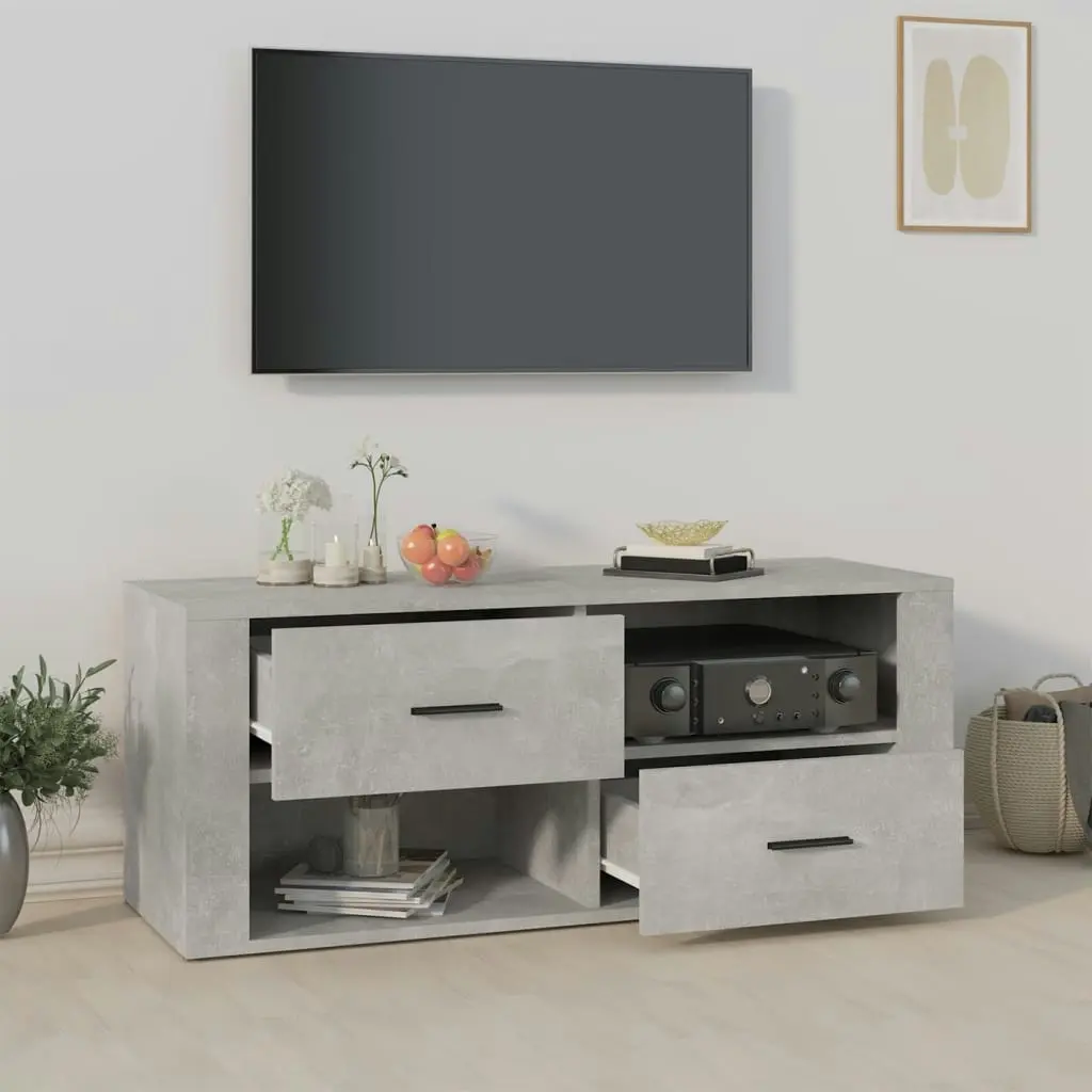 TV Cabinet Concrete Grey 100x35x40 cm Engineered Wood 823103