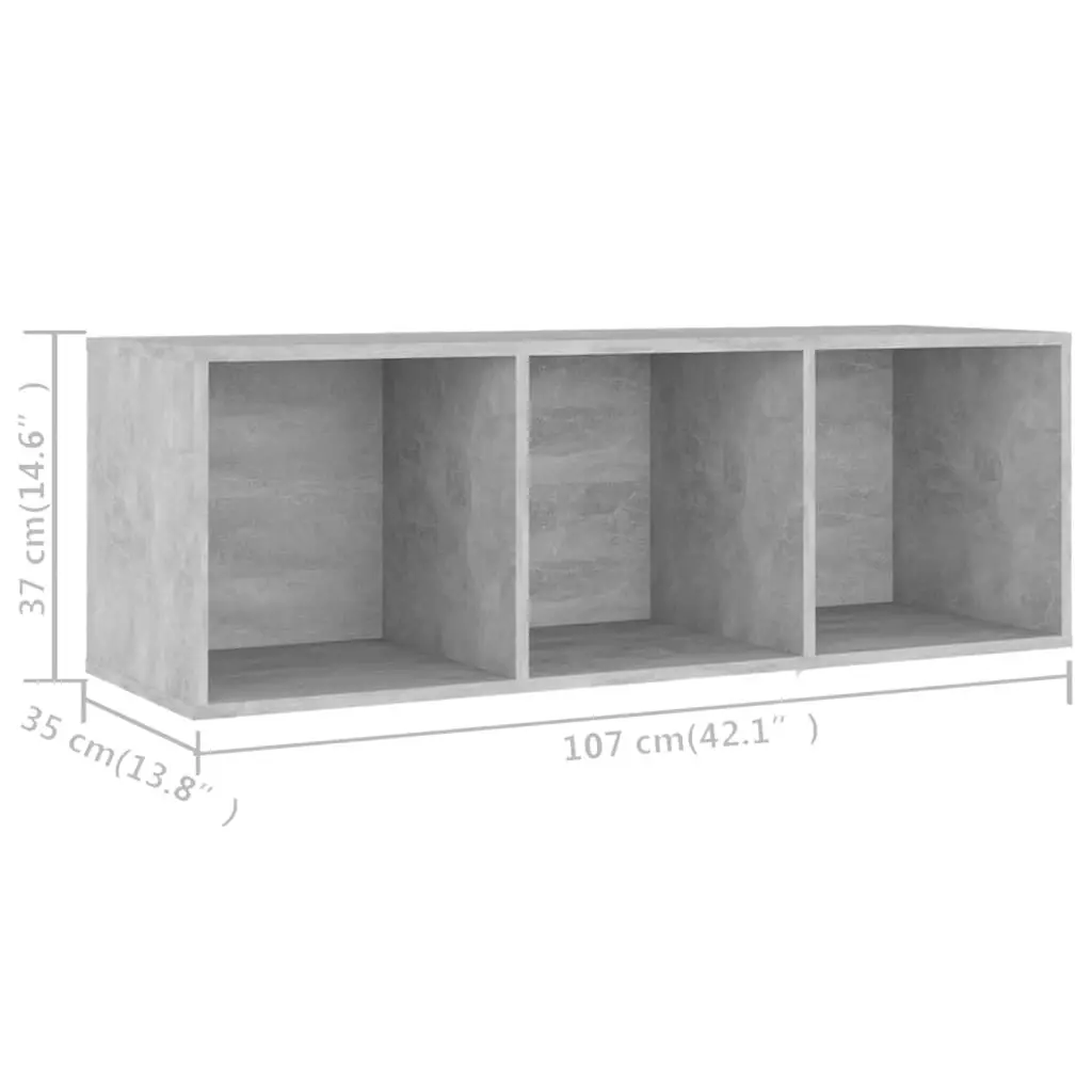 TV Cabinet Concrete Grey 107x35x37 cm Engineered Wood 805538