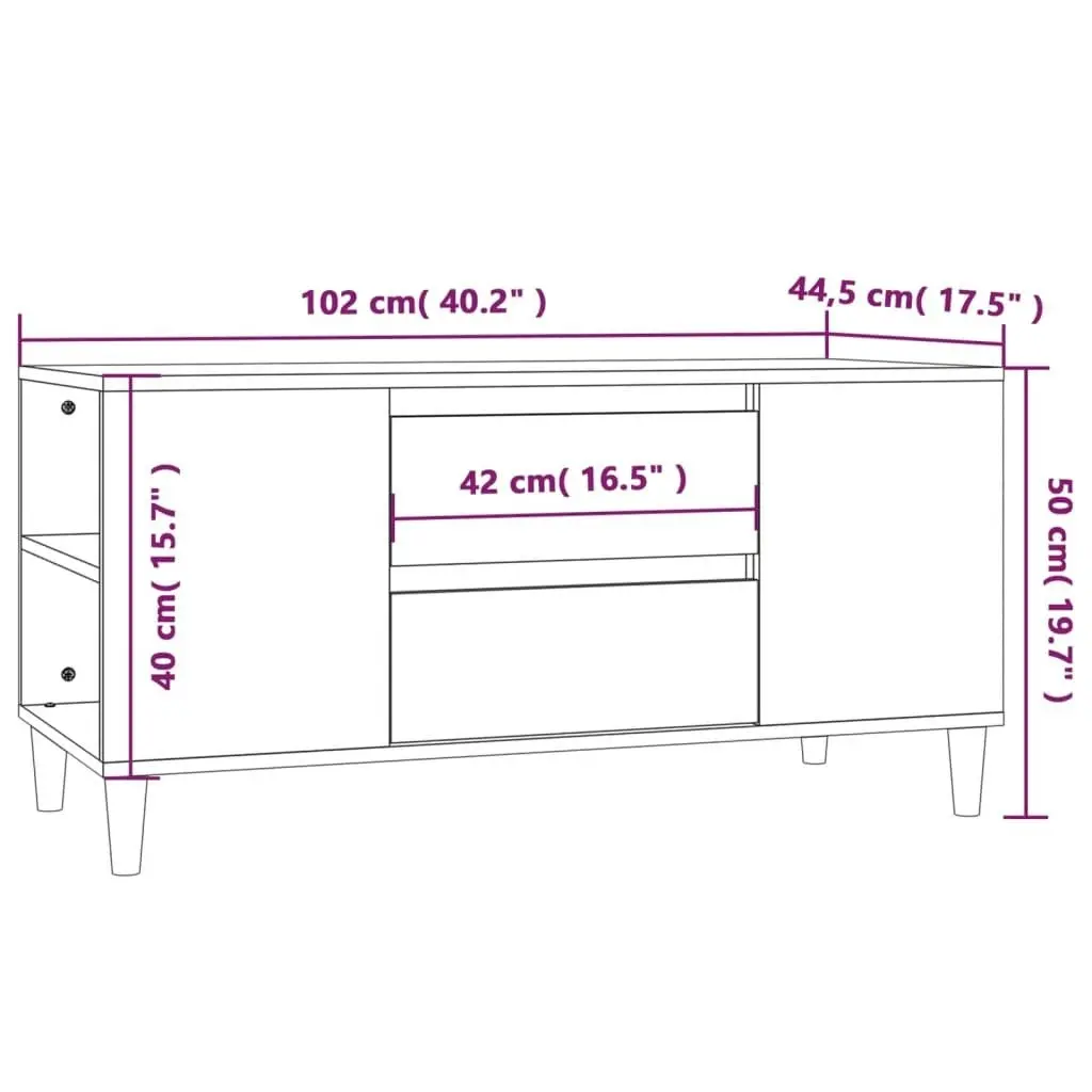 TV Cabinet Concrete Grey 102x44.5x50 cm Engineered Wood 819600