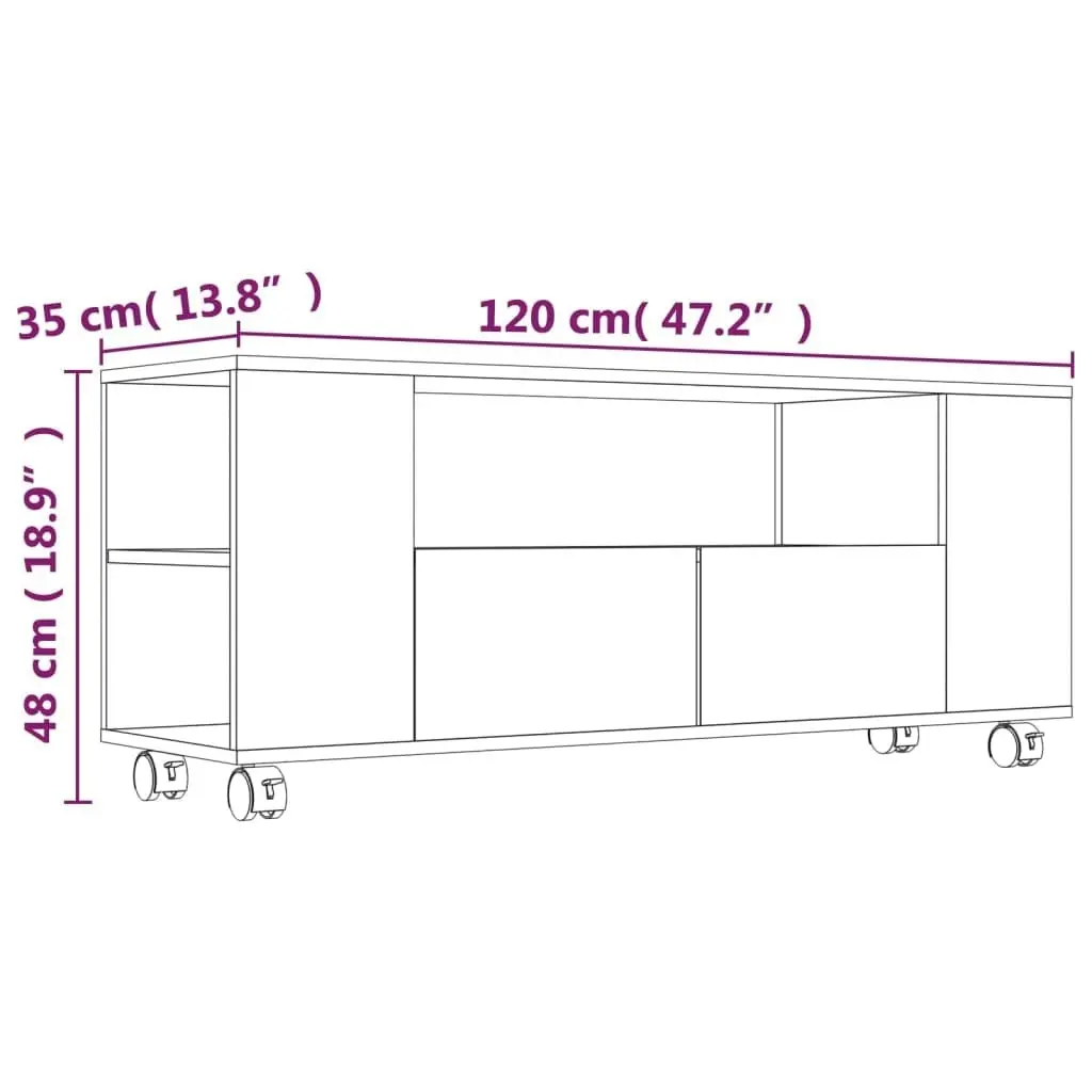 TV Cabinet Concrete Grey 120x35x48 cm Engineered Wood 801350