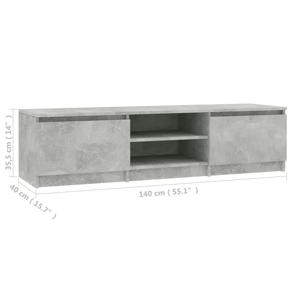 TV Cabinet Concrete Grey 140x40x35.5 cm Engineered Wood 800652