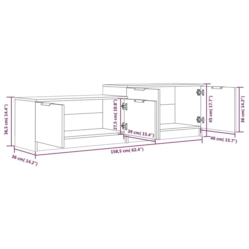 TV Cabinet Concrete Grey 158.5x36x45 cm Engineered Wood 811488