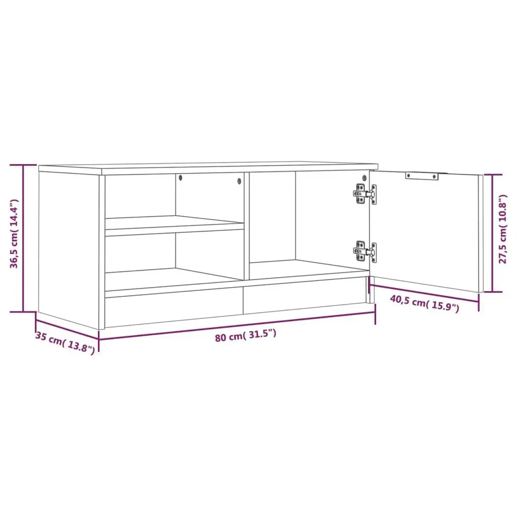 TV Cabinet Concrete Grey 80x35x36.5 cm Engineered Wood 811474