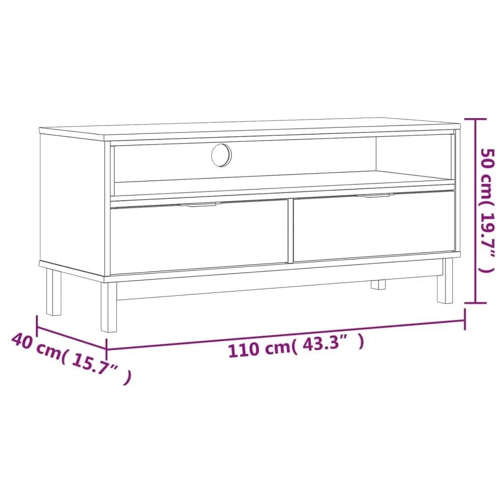 TV Cabinet FLAM 110x40x50 cm Solid Wood Pine 357819