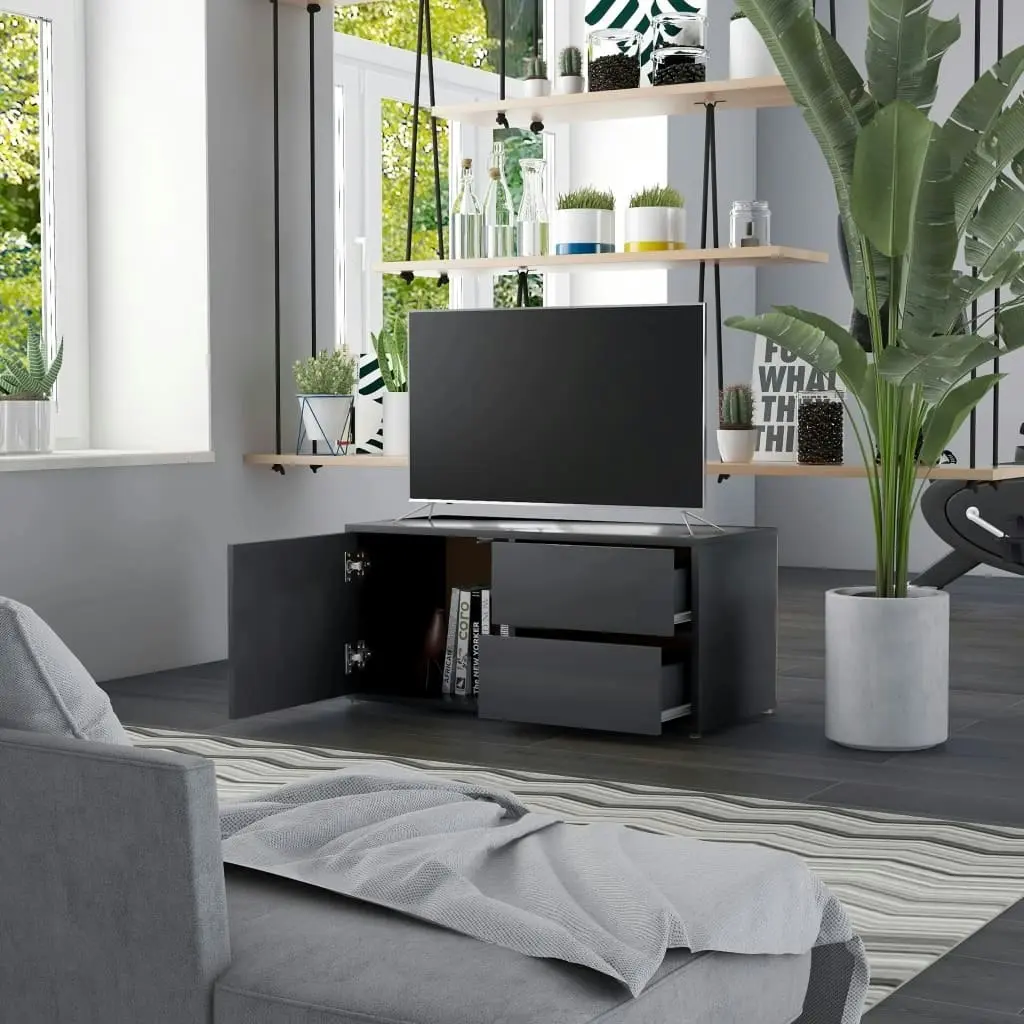 TV Cabinet Grey 80x34x36 cm Engineered Wood 801852