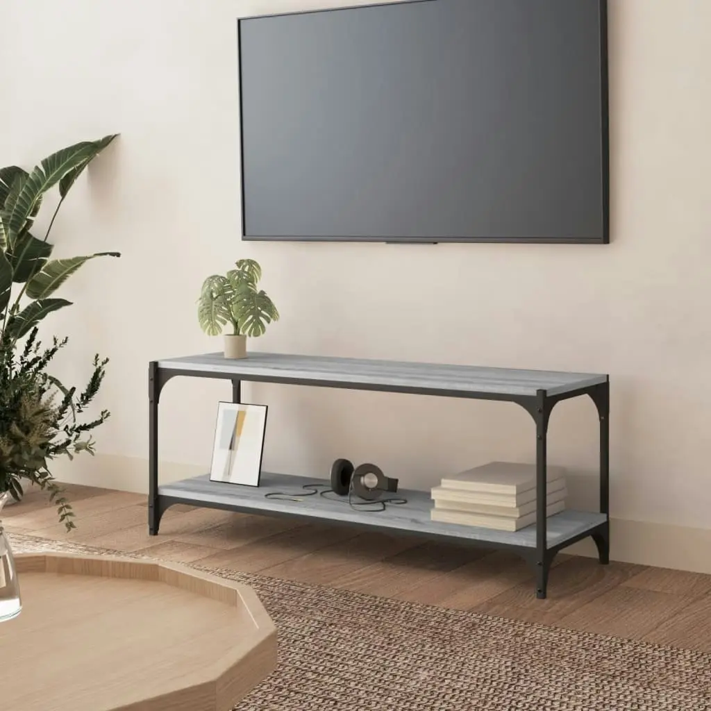 TV Cabinet Grey Sonoma 100x33x41 cm Engineered Wood and Steel 819350