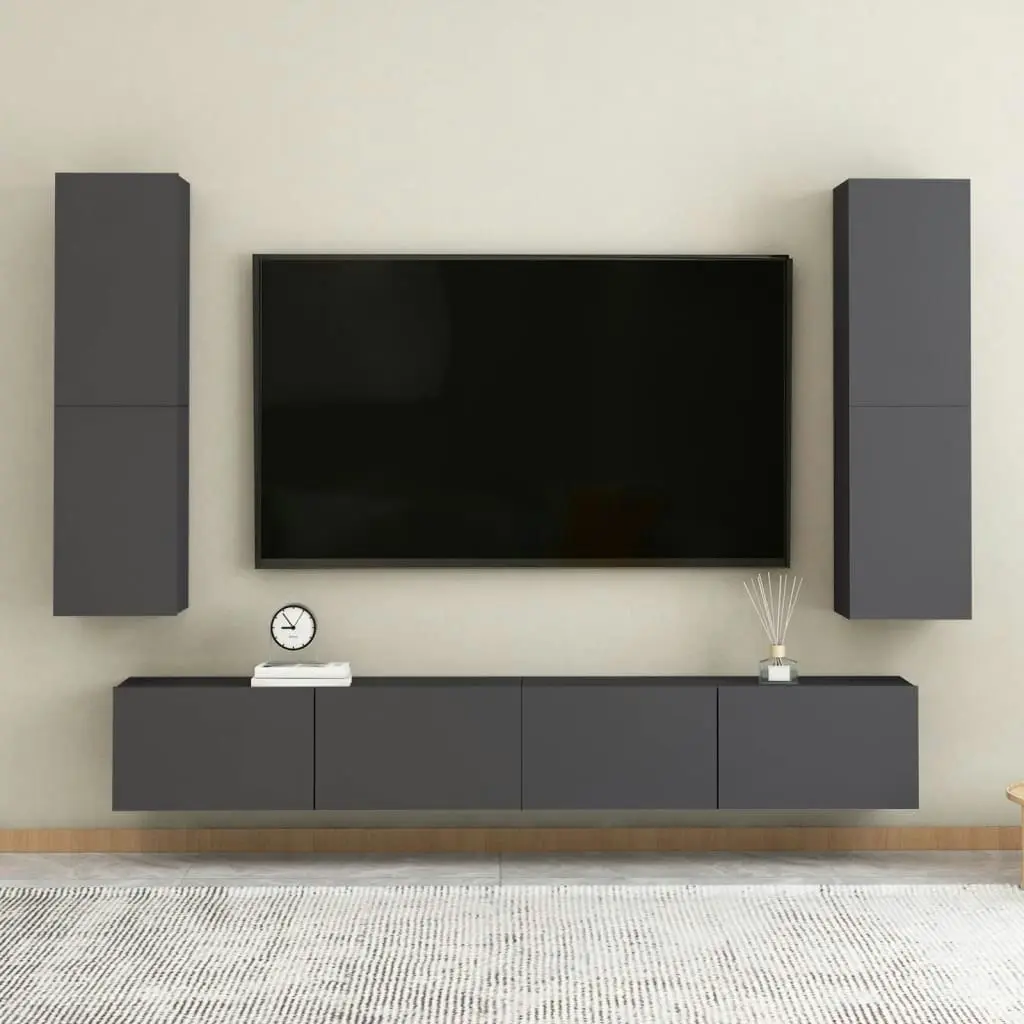 TV Cabinet Grey 30.5x30x110 cm Engineered Wood 803366