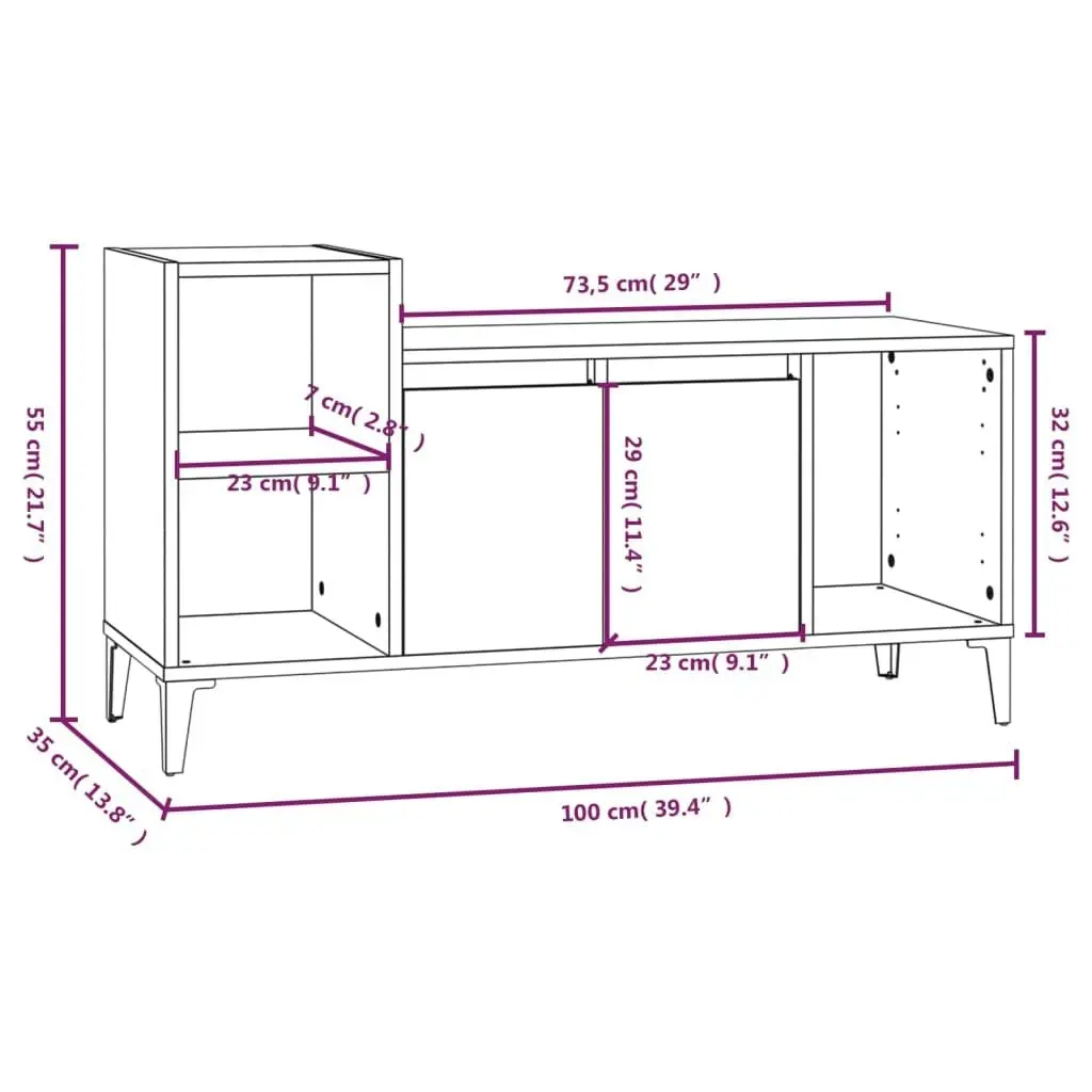 TV Cabinet Grey Sonoma 100x35x55 cm Engineered Wood 821186