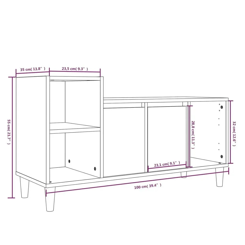 TV Cabinet Grey Sonoma 100x35x55 cm Engineered Wood 821178