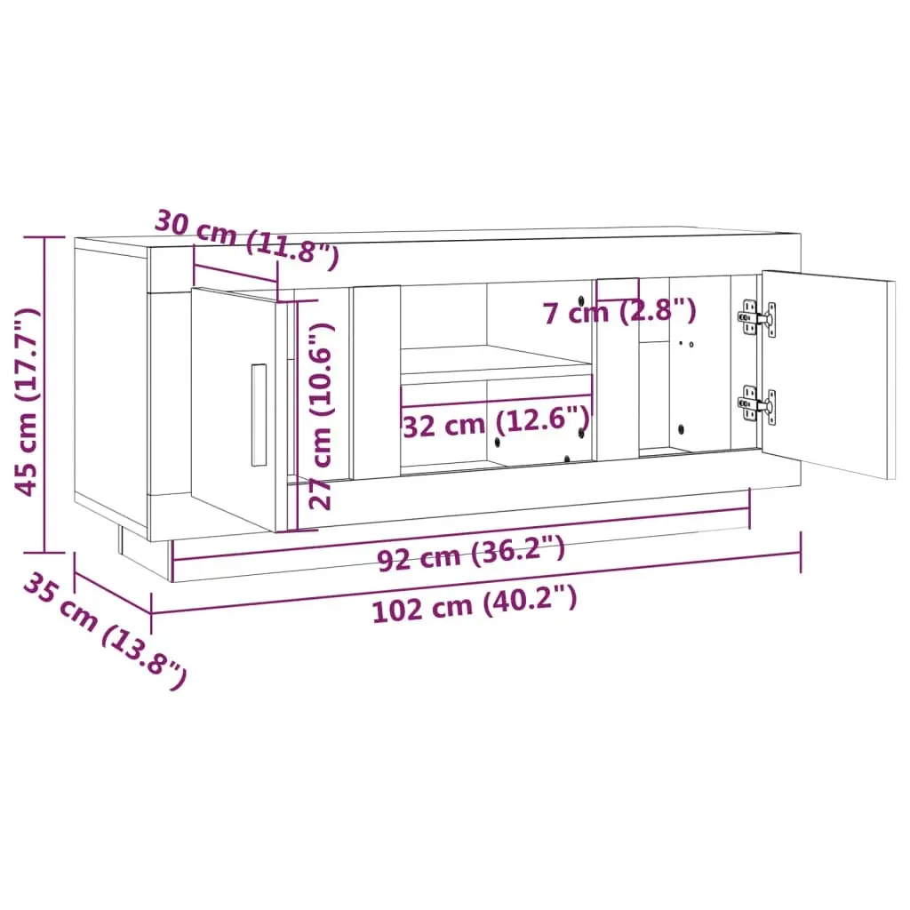 TV Cabinet Grey Sonoma 102x35x45 cm Engineered Wood 817226