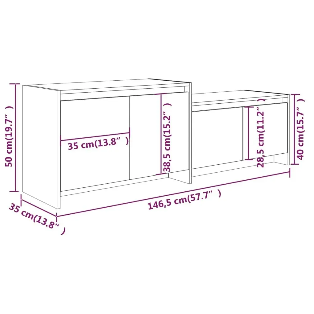 TV Cabinet Grey Sonoma 146.5x35x50 cm Engineered Wood 813027