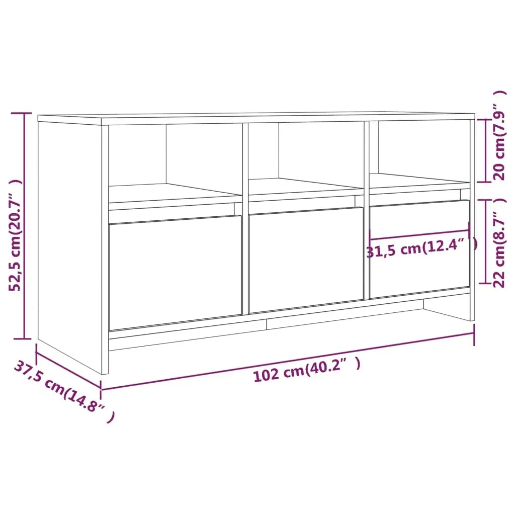 TV Cabinet Grey Sonoma 102x37.5x52.5 cm Engineered Wood 813024