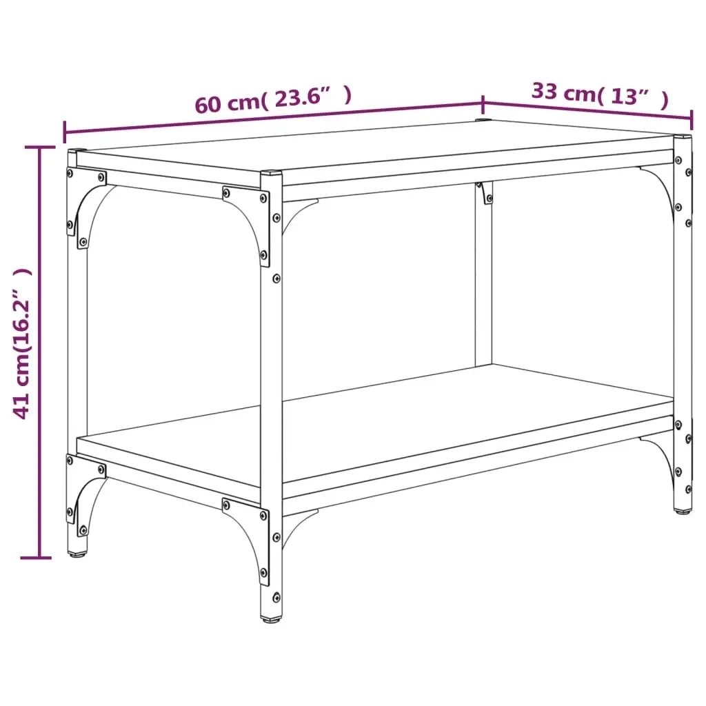 TV Cabinet Grey Sonoma 60x33x41 cm Engineered Wood and Steel 819320