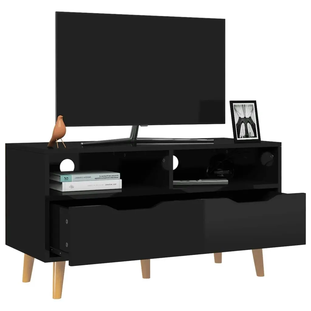 TV Cabinet High Gloss Black 90x40x48.5 cm Engineered Wood 326784