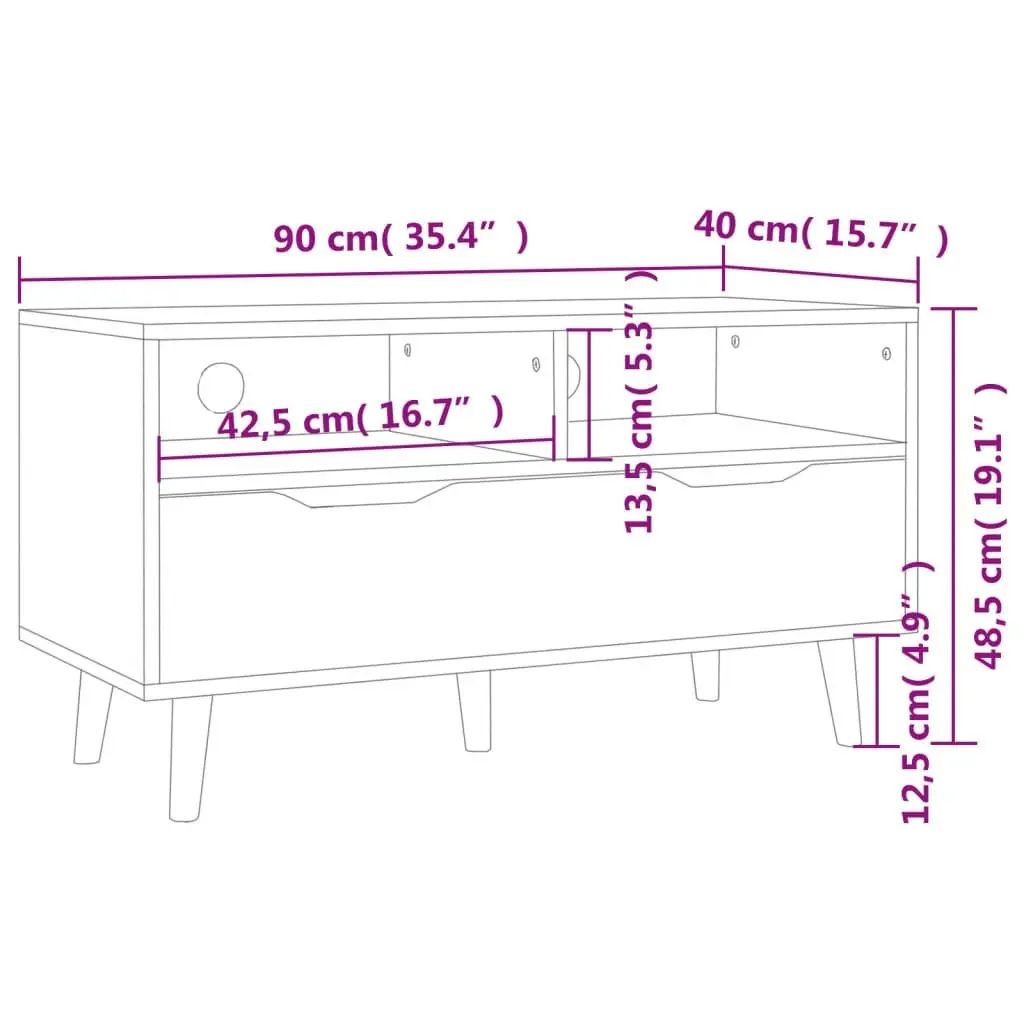 TV Cabinet High Gloss Black 90x40x48.5 cm Engineered Wood 326784