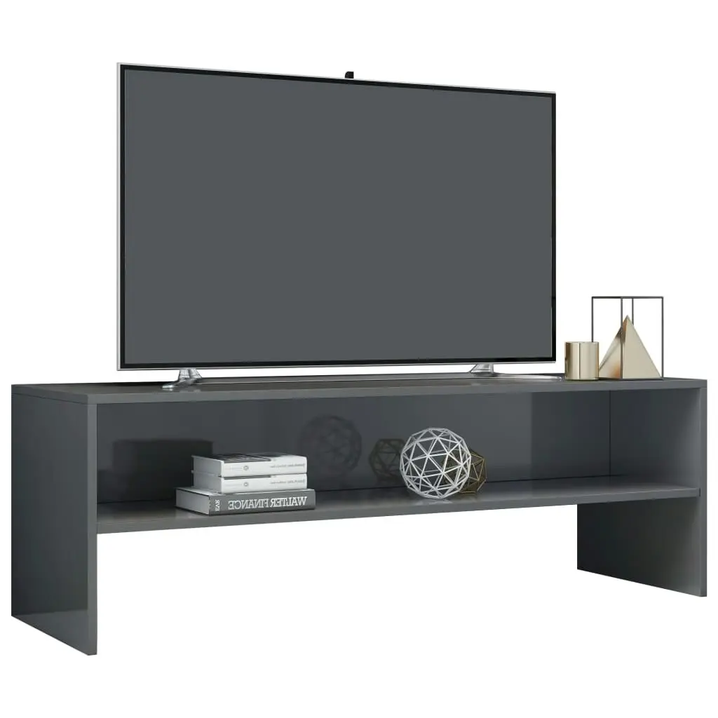 TV Cabinet High Gloss Grey 120x40x40 cm Engineered Wood 800044