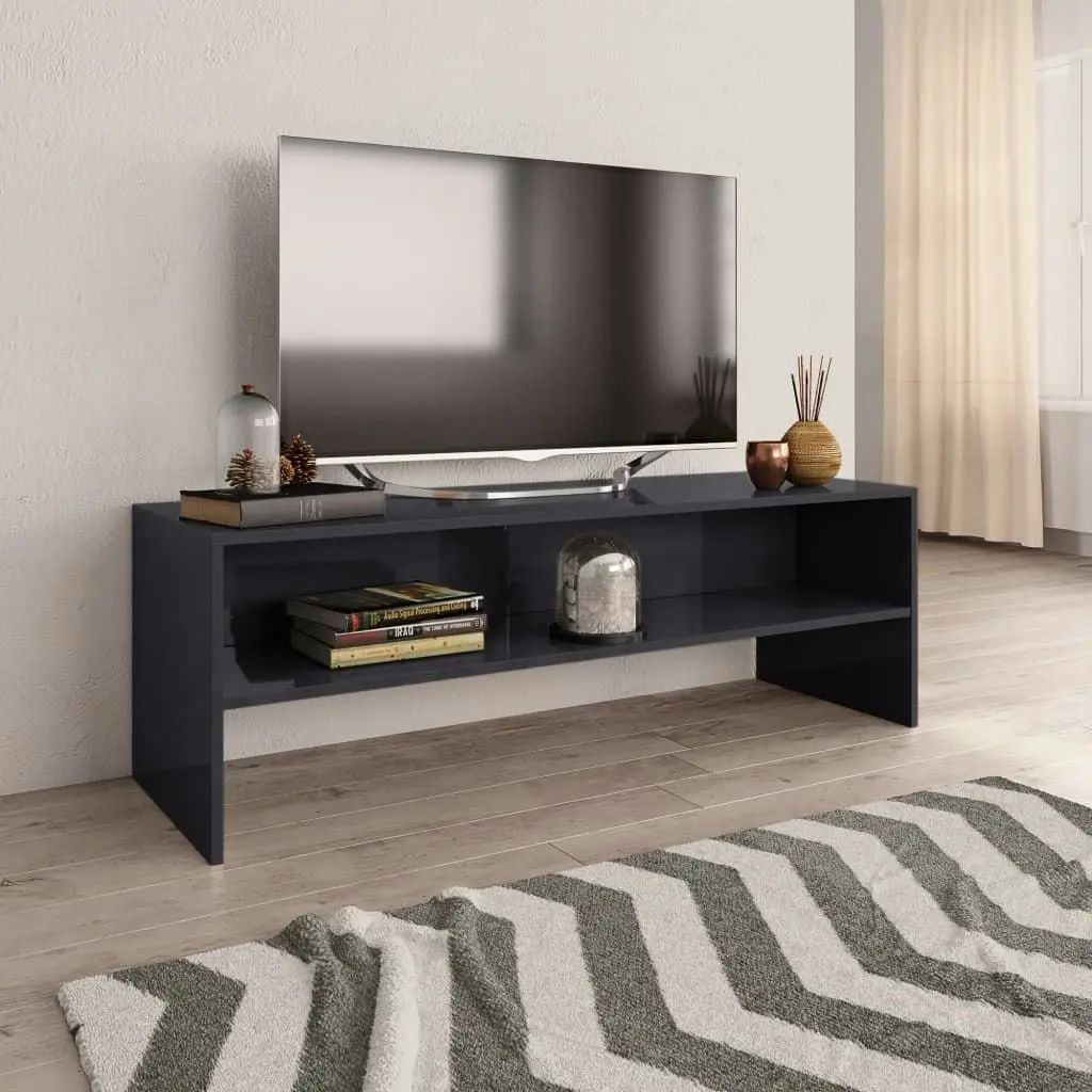 TV Cabinet High Gloss Grey 120x40x40 cm Engineered Wood 800044