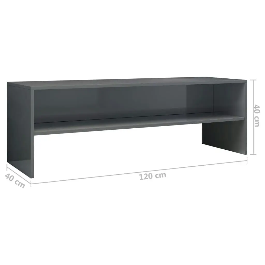 TV Cabinet High Gloss Grey 120x40x40 cm Engineered Wood 800044