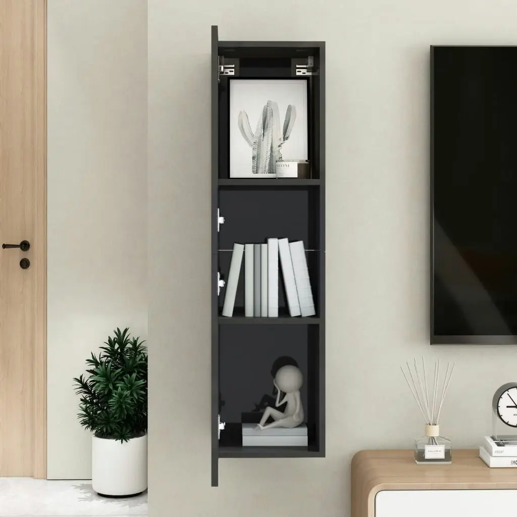 TV Cabinet High Gloss Black 30.5x30x110 cm Engineered Wood 803376