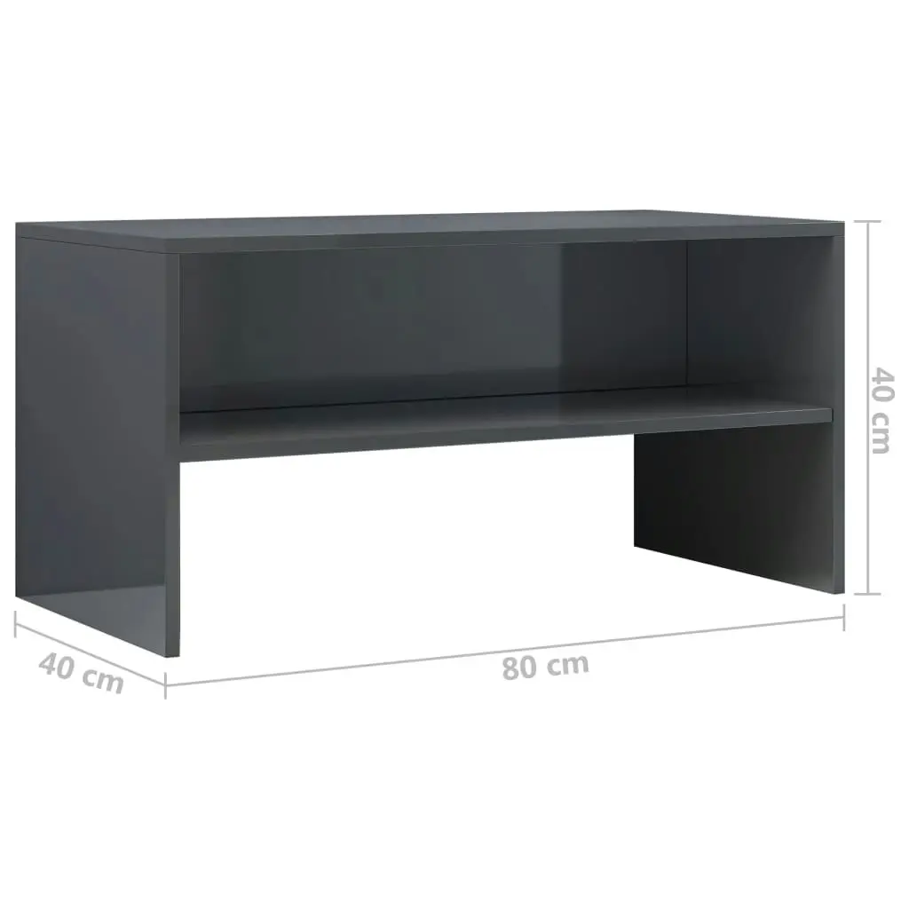 TV Cabinet High Gloss Grey 80x40x40 cm Engineered Wood 800062