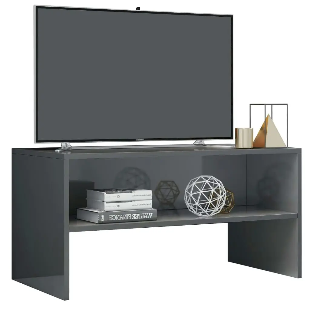 TV Cabinet High Gloss Grey 80x40x40 cm Engineered Wood 800062