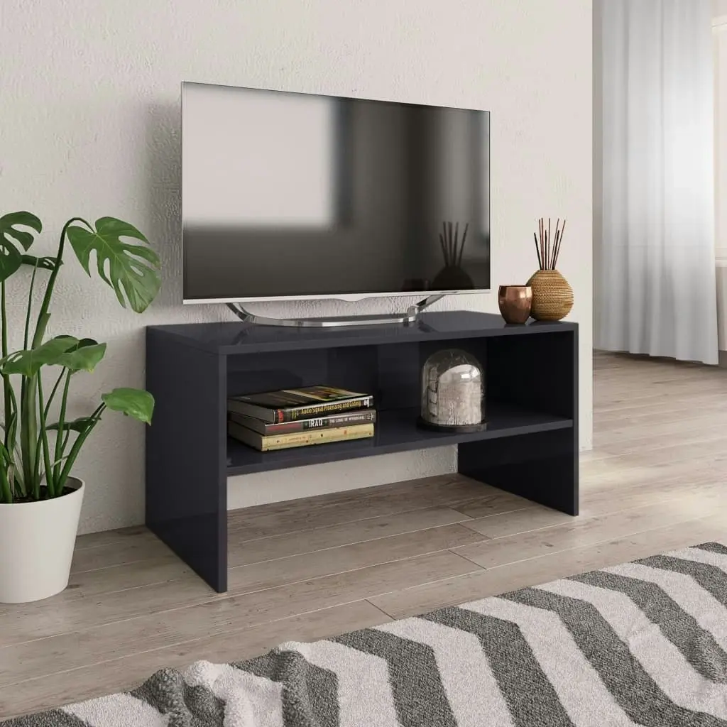 TV Cabinet High Gloss Grey 80x40x40 cm Engineered Wood 800062