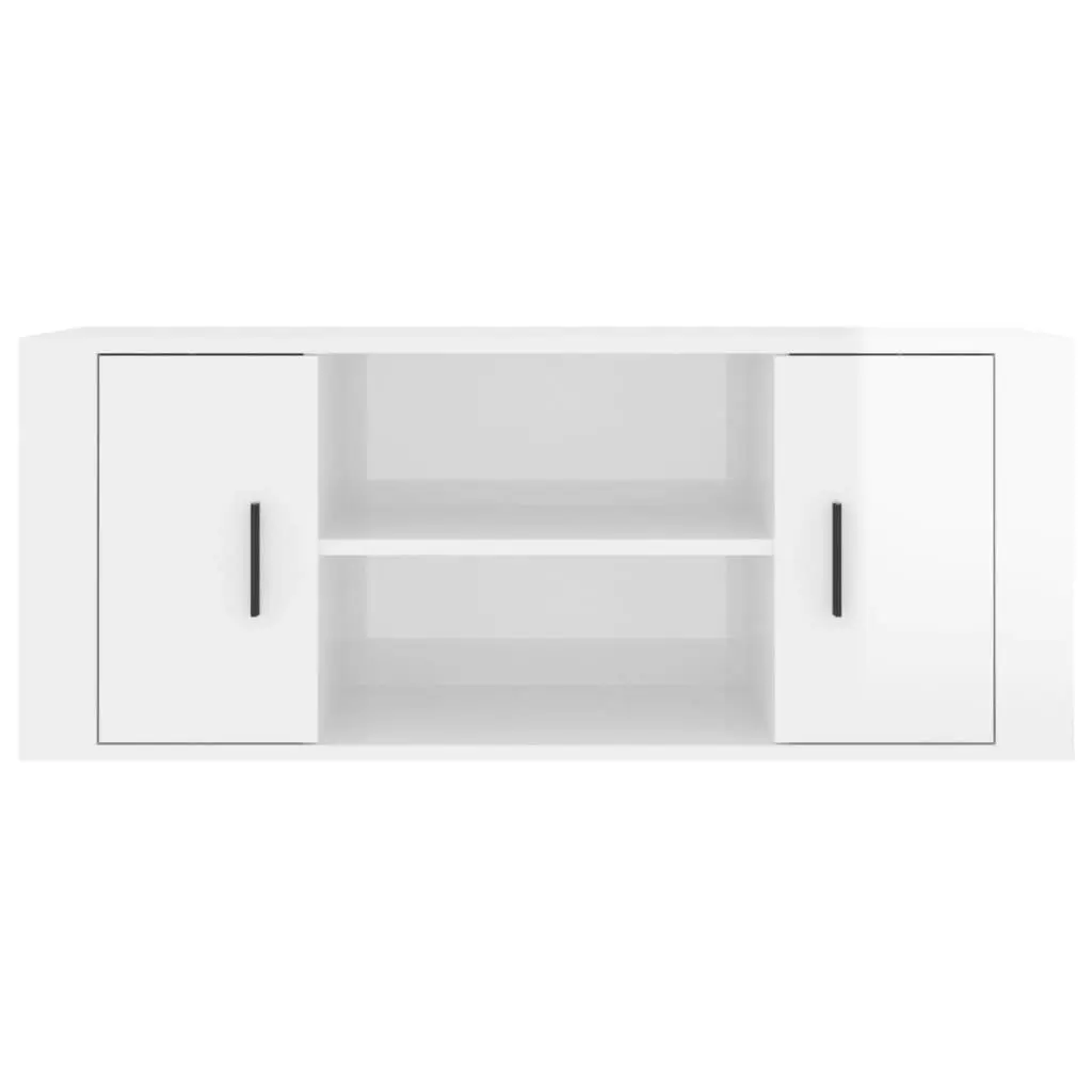 TV Cabinet High Gloss White 100x35x40 cm Engineered Wood 823093