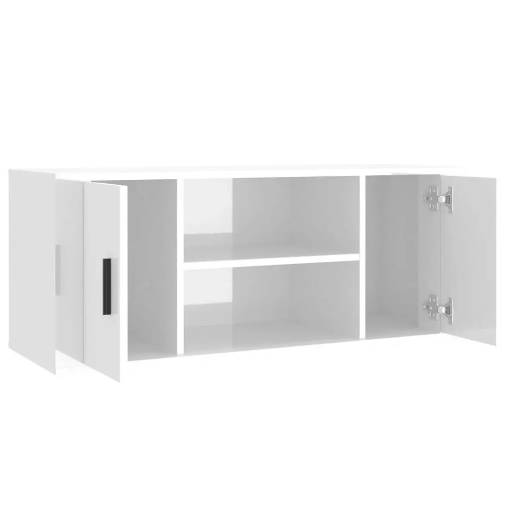 TV Cabinet High Gloss White 100x35x40 cm Engineered Wood 823093