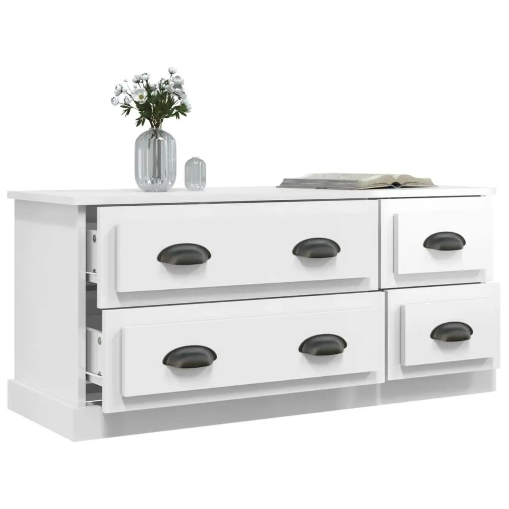 TV Cabinet High Gloss White 100x35.5x45 cm Engineered Wood 816450