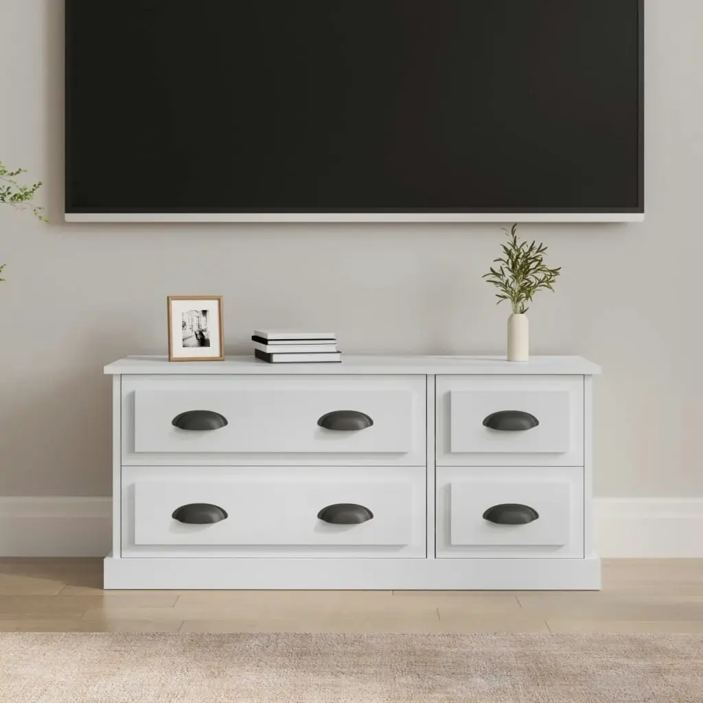 TV Cabinet High Gloss White 100x35.5x45 cm Engineered Wood 816450