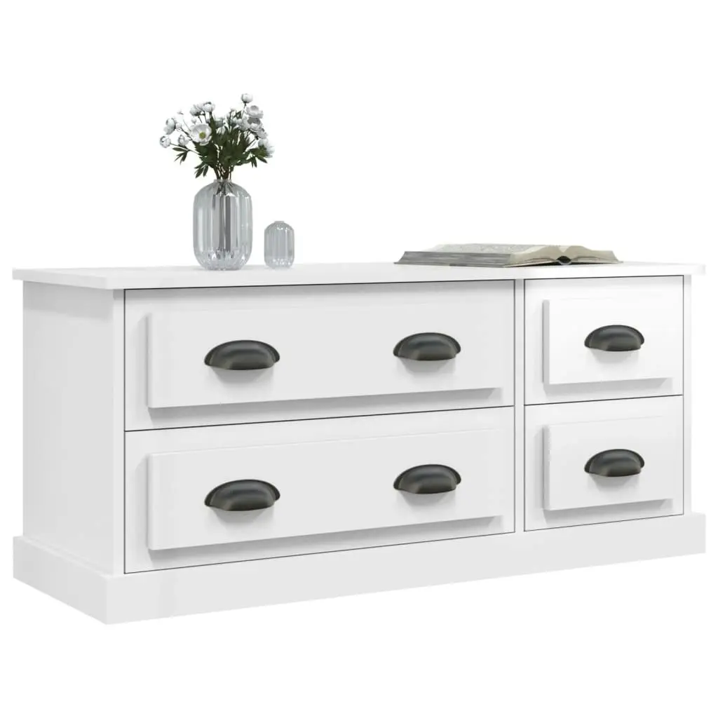 TV Cabinet High Gloss White 100x35.5x45 cm Engineered Wood 816450