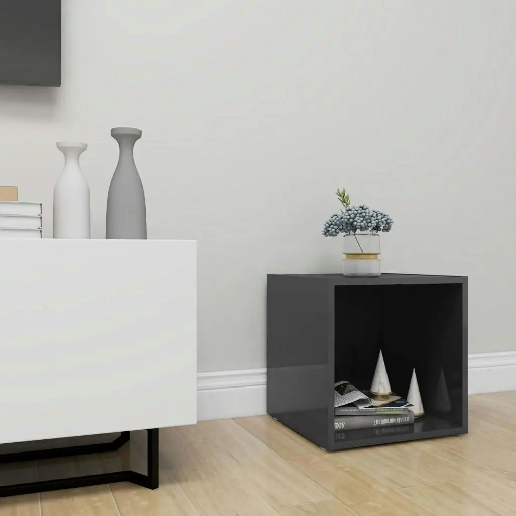 TV Cabinet High Gloss Grey 37x35x37 cm Engineered Wood 805522