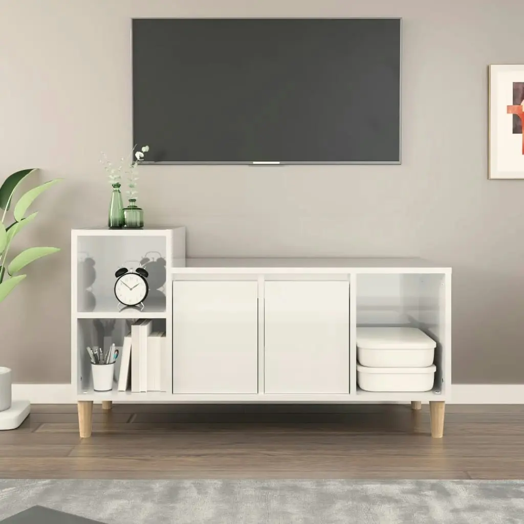 TV Cabinet High Gloss White 100x35x55 cm Engineered Wood 821174