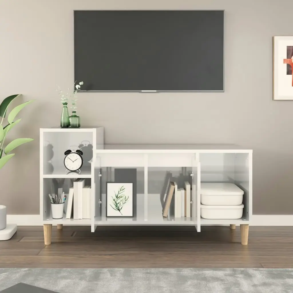 TV Cabinet High Gloss White 100x35x55 cm Engineered Wood 821174