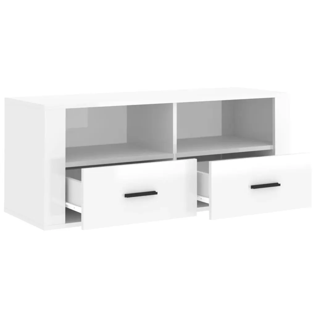 TV Cabinet High Gloss White 100x35x40 cm Engineered Wood 816810