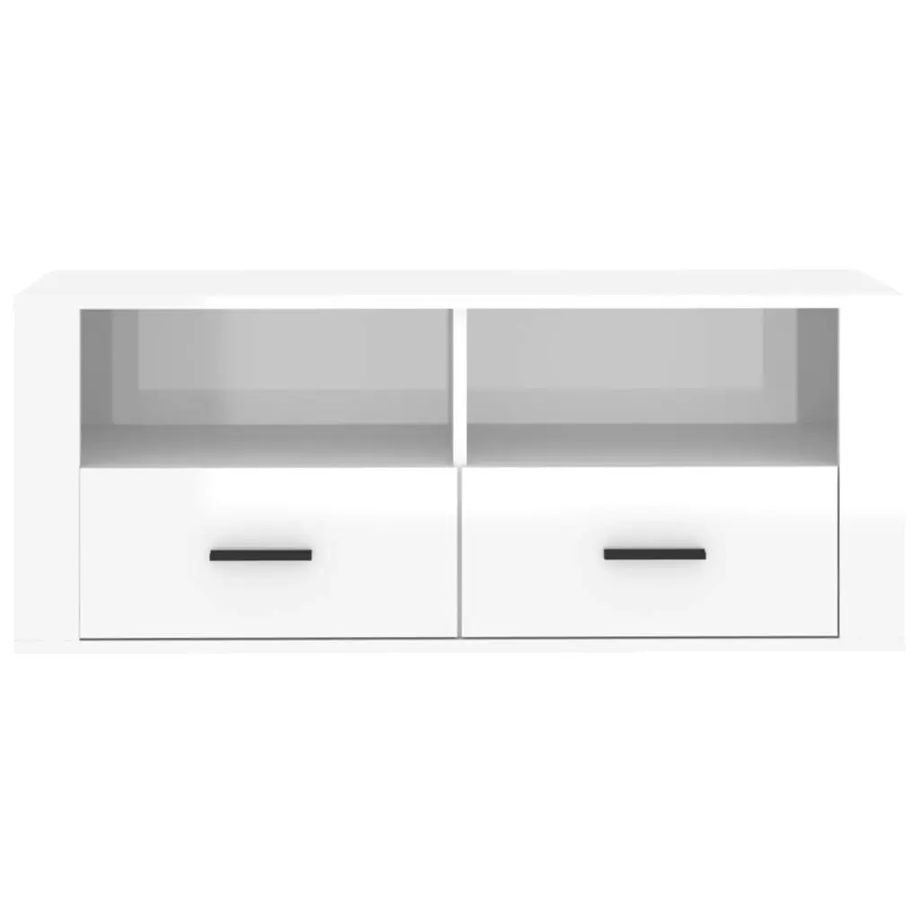 TV Cabinet High Gloss White 100x35x40 cm Engineered Wood 816810