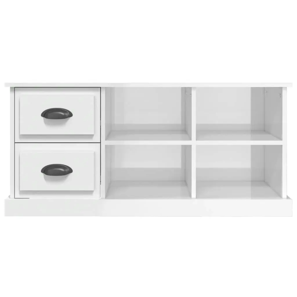 TV Cabinet High Gloss White 102x35.5x47.5 cm Engineered Wood 816178