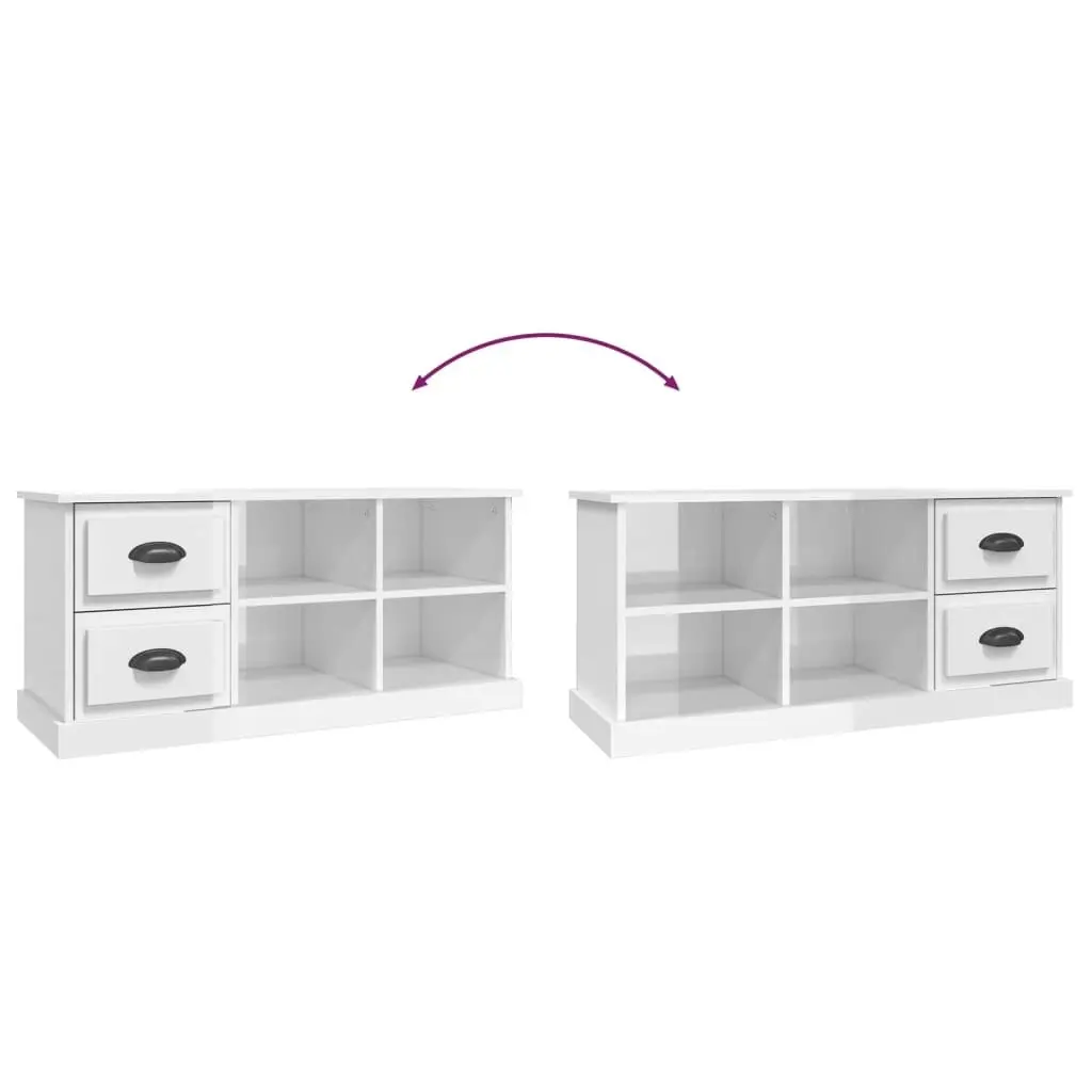 TV Cabinet High Gloss White 102x35.5x47.5 cm Engineered Wood 816178