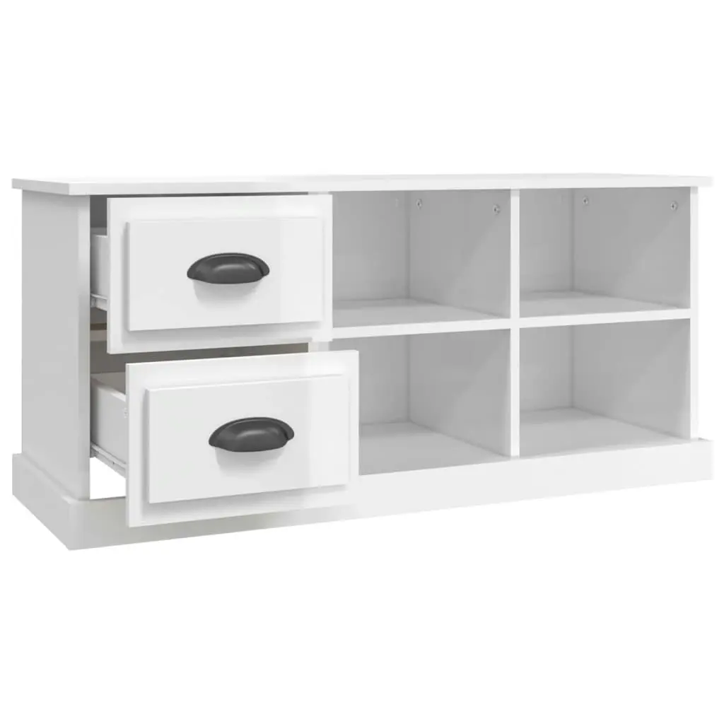 TV Cabinet High Gloss White 102x35.5x47.5 cm Engineered Wood 816178