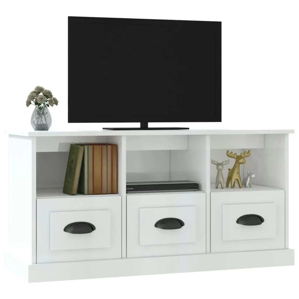 TV Cabinet High Gloss White 100x35x50 cm Engineered Wood 816290