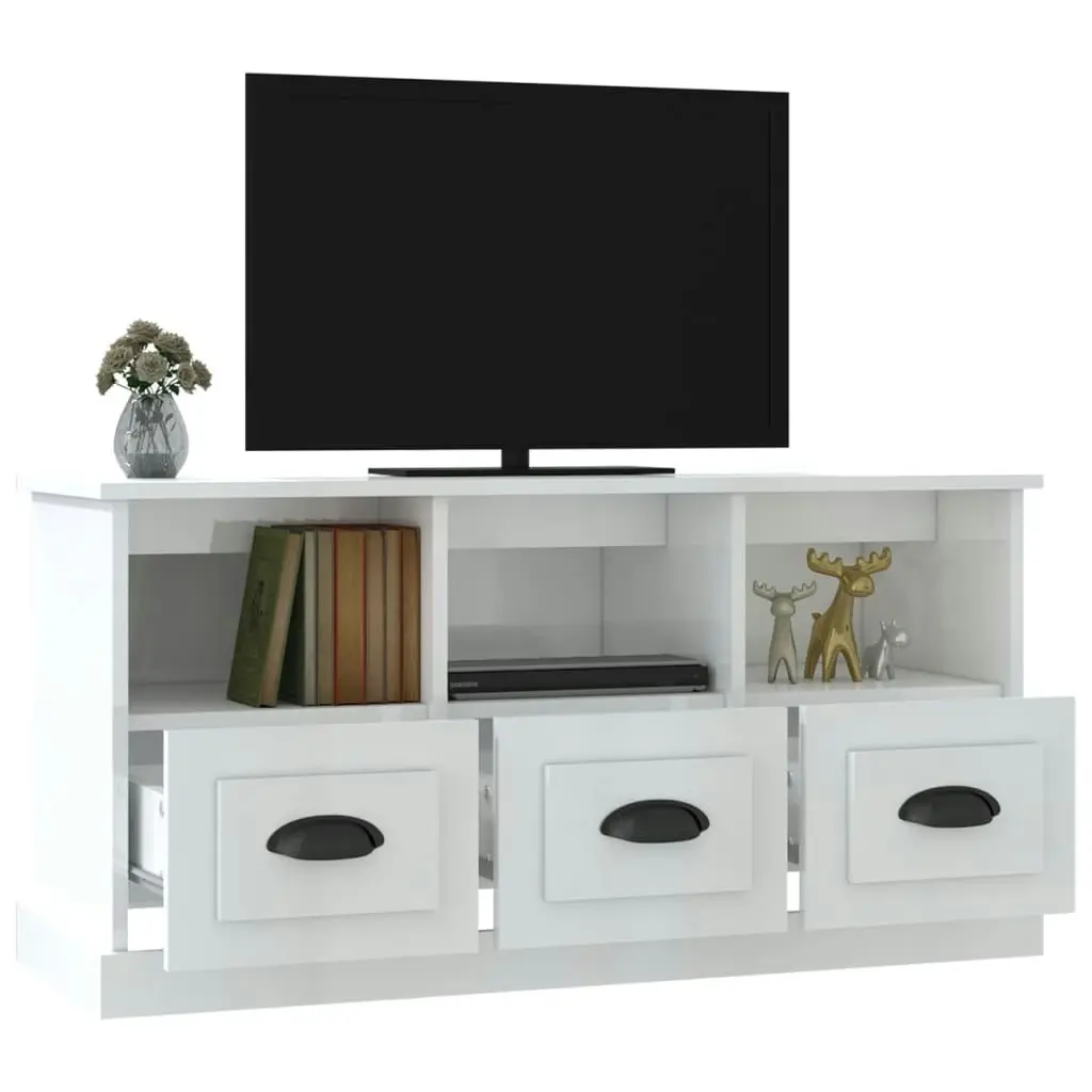 TV Cabinet High Gloss White 100x35x50 cm Engineered Wood 816290