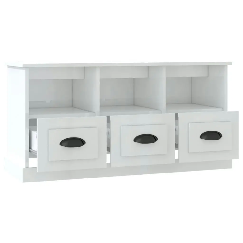 TV Cabinet High Gloss White 100x35x50 cm Engineered Wood 816290