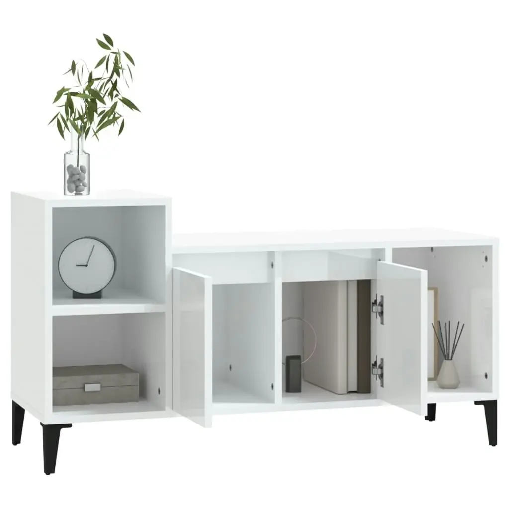 TV Cabinet High Gloss White 100x35x55 cm Engineered Wood 821182