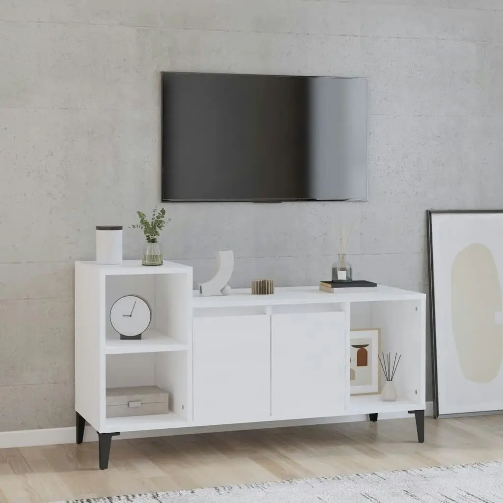 TV Cabinet High Gloss White 100x35x55 cm Engineered Wood 821182