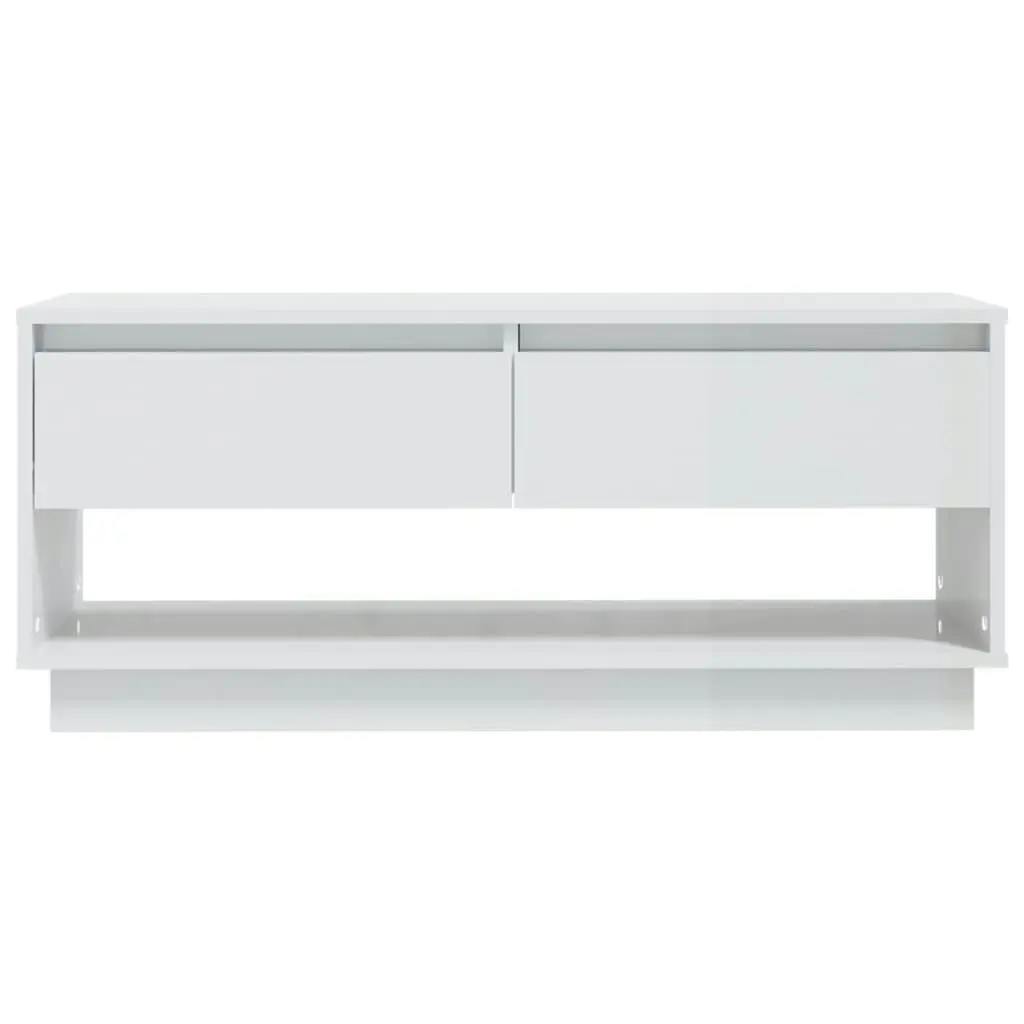 TV Cabinet High Gloss White 102x41x44 cm Engineered Wood 809491