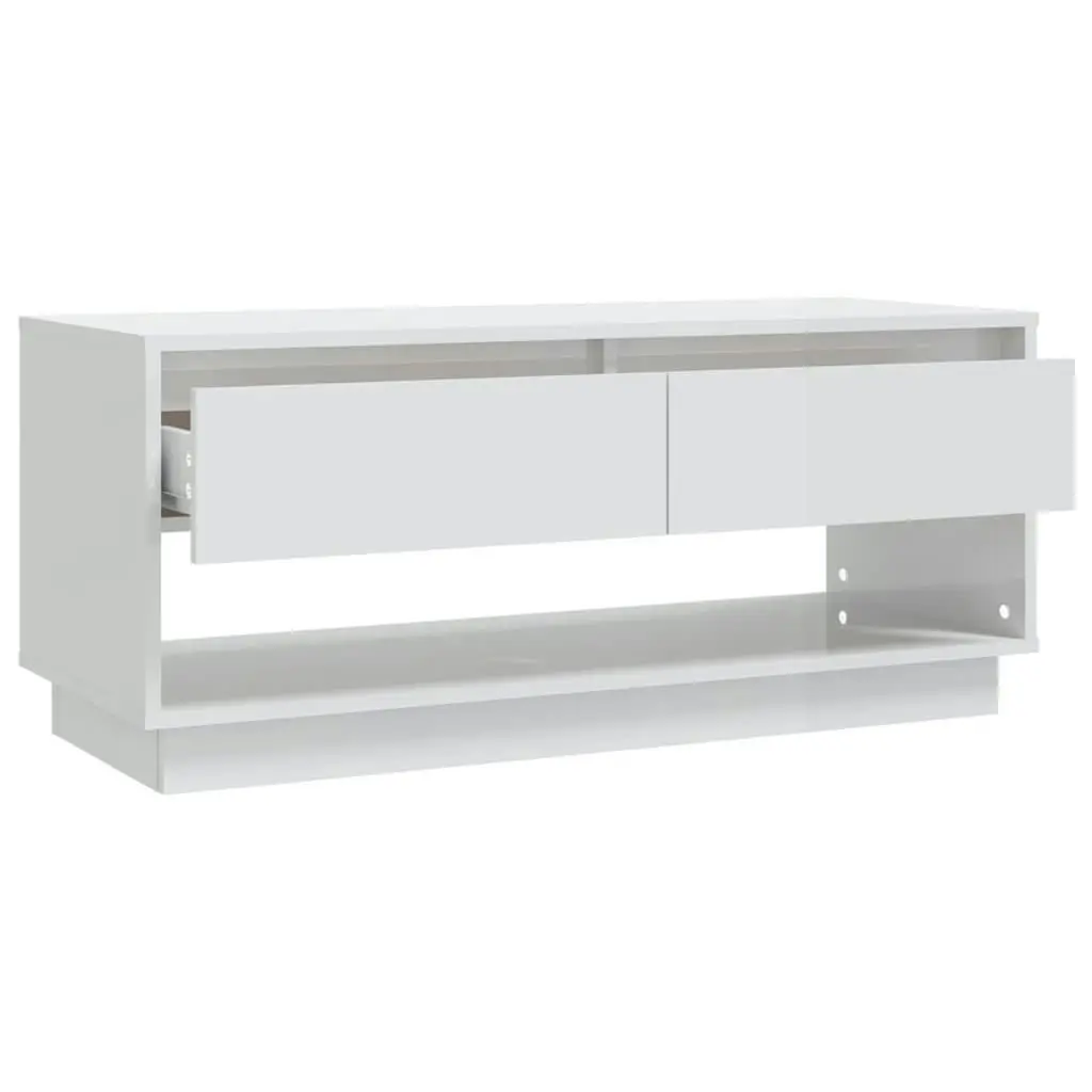 TV Cabinet High Gloss White 102x41x44 cm Engineered Wood 809491