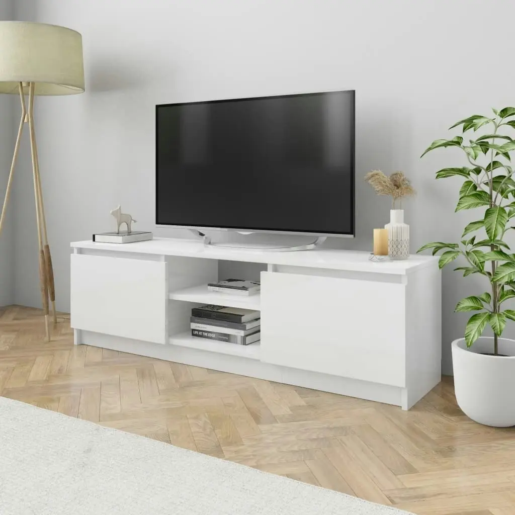 TV Cabinet High Gloss White 120x30x35.5 cm Engineered Wood 800573